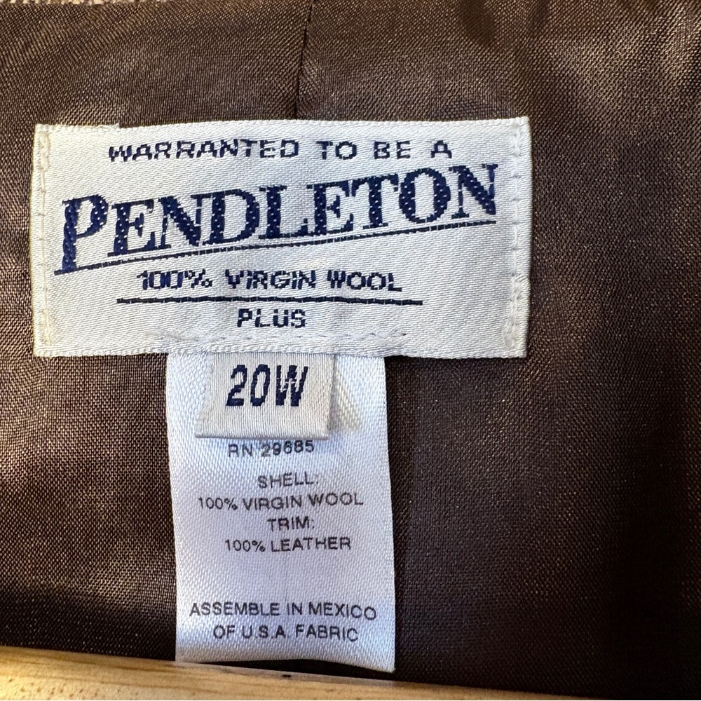 Pendleton Dark Brown Wool Blazer Jacket Leather T… - image 6